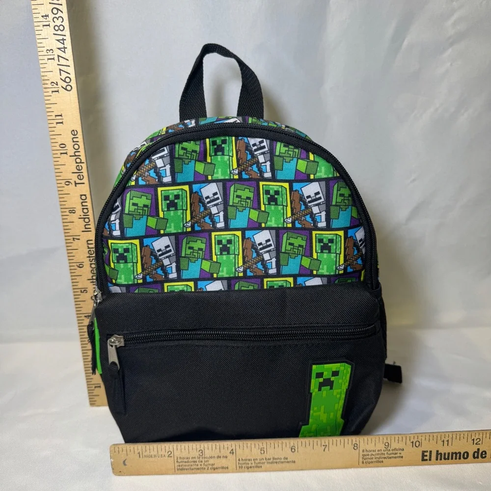 Minecraft Mini Backpack Black Character Print Creeper Zombie Skeleton Gaming Bag